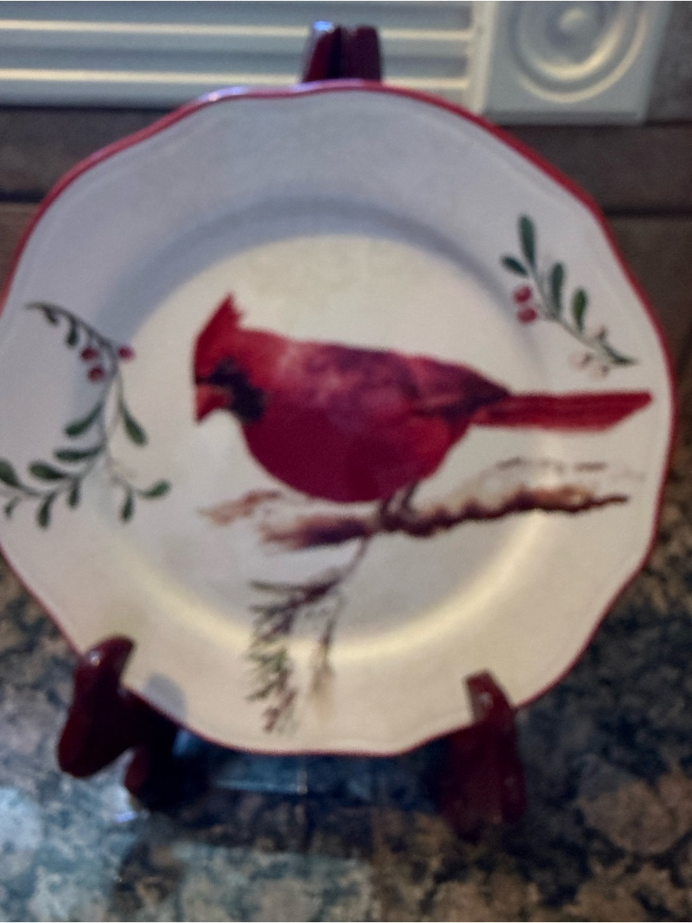 Rare Better Homes Gardens Cardinal Salad Plate 8.75” Christmas Heritage MINT NEW